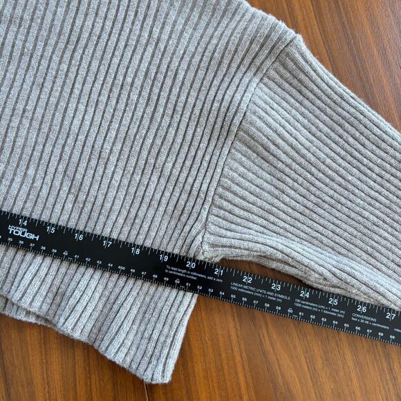 Zara Womens Ribbed Crop Pullover Sweater S Beige Cuff Sleeves Mock Neck Oversize - Picture 5 of 9